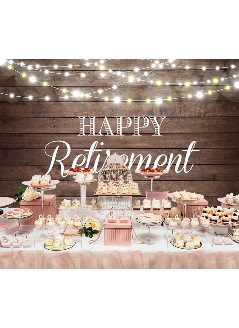 Ticuenicoa Happy Retirement Backdrop 7x5ft  Shimmering Lights  Wooden Photo Background for Retirement Party Decorations  Photo Booth Props  - Image 4