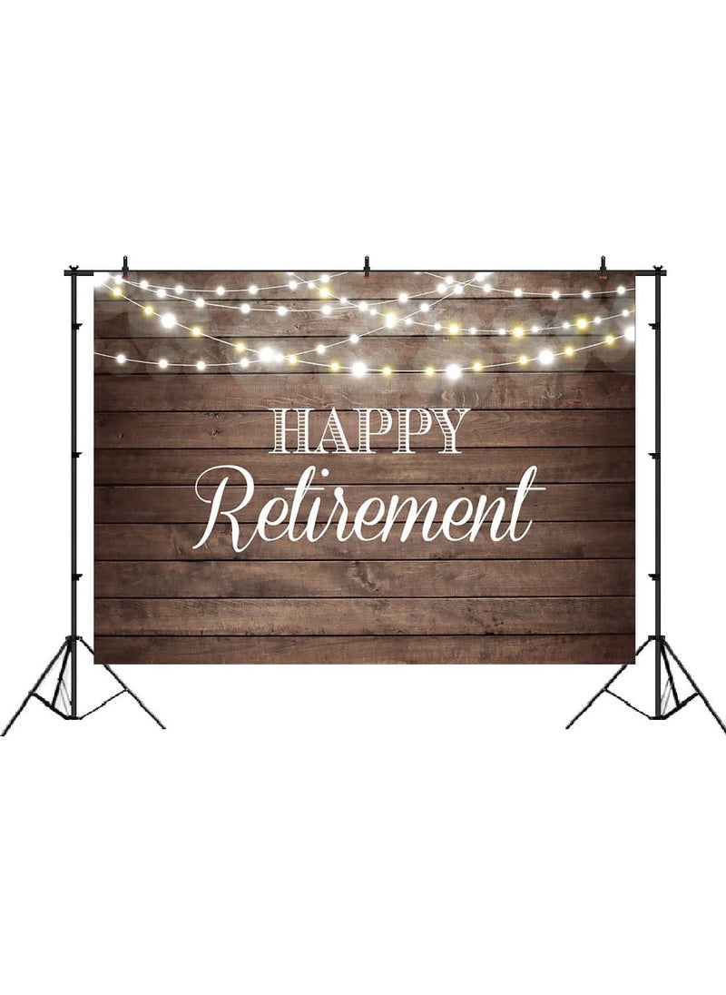 Ticuenicoa Happy Retirement Backdrop 7x5ft  Shimmering Lights  Wooden Photo Background for Retirement Party Decorations  Photo Booth Props  - Image 2