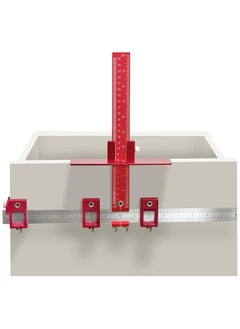 KASTWAVE Cabinet Hardware Jig Tool, Adjustable Punch Locator Drill Template Guide, Multifunctional Woodworking Aids Wood Drilling Dowelling Guide For Installation of Handles Knobs on Doors And Drawer (Red)  - Image 1