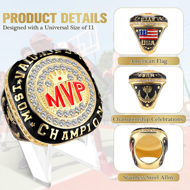 حلقات بطولة Misdary MVP مع حامل اللاعب الأكثر قيمة والأعظم على الإطلاق، جائزة خاتم ذهبي، جائزة الفريق الرياضي للفائز بالبطولة (6 قطع) - Image 3