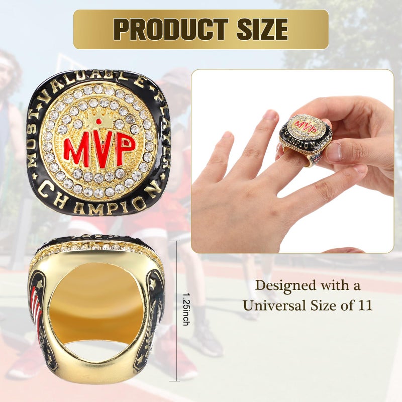 حلقات بطولة Misdary MVP مع حامل اللاعب الأكثر قيمة والأعظم على الإطلاق، جائزة خاتم ذهبي، جائزة الفريق الرياضي للفائز بالبطولة (6 قطع) - Image 2