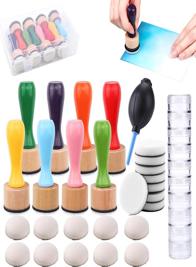 BAOFALI 29Pcs/Set Ink Blending Ink Air Blower Tool,with Foams Replacement Refill Foam Storage Box Tool for Foams Scrapbooking Painting Drawing Art Supplies Tool (8 Colors Handle) - Image 1