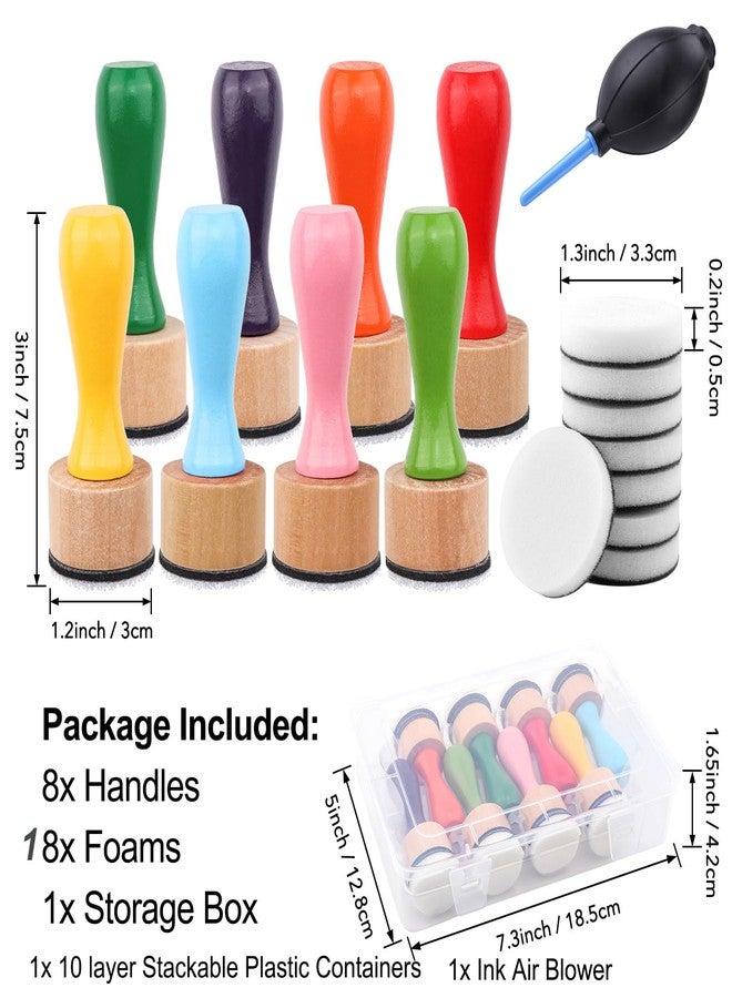 BAOFALI 29Pcs/Set Ink Blending Ink Air Blower Tool,with Foams Replacement Refill Foam Storage Box Tool for Foams Scrapbooking Painting Drawing Art Supplies Tool (8 Colors Handle) - Image 2