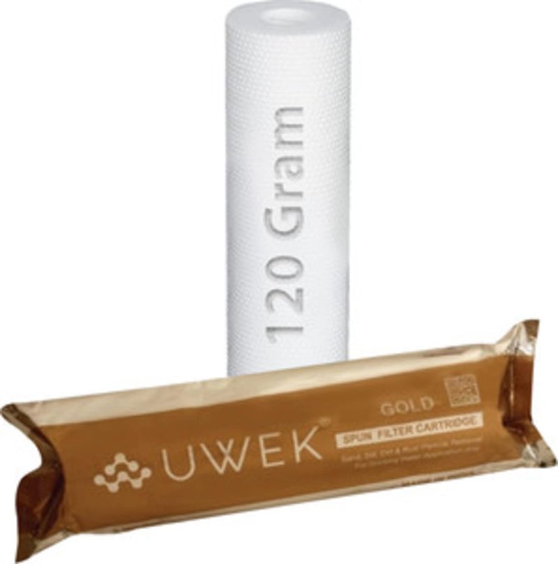 Uwek Gold XLD Spun Filter - Water Purifier Cartridge (10 Inch, 5 Micron Pre-Filter, 120 gm Sediment) for External RO Filter Housing Pack of 2 - Image 1