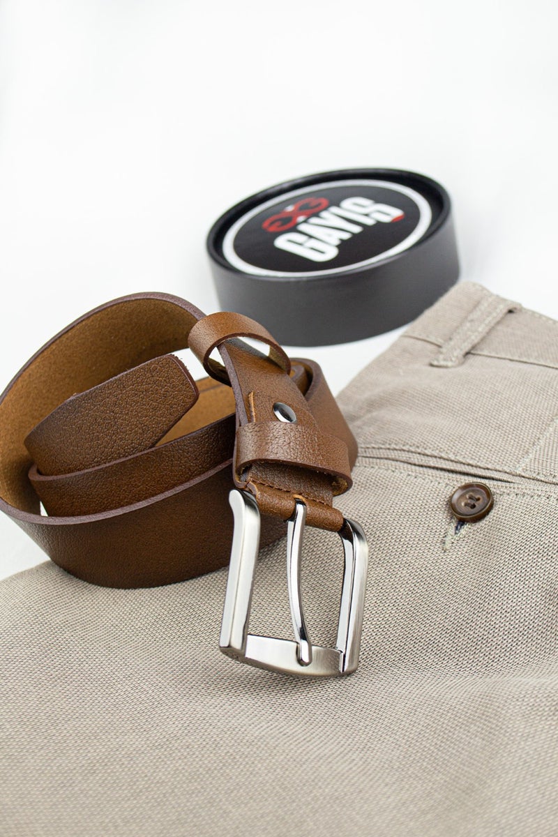 Gayış Gaış Special Boxed | Premium 100% Leather One Piece | 3.5cm Men's Cloth Trousers - Suit Belt - Image 3