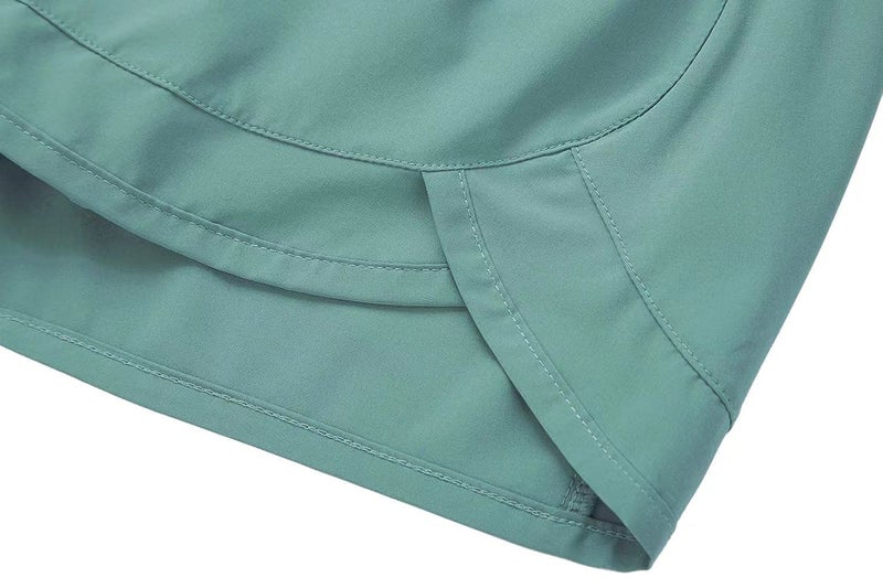 Tough Mode Womens 3" Lightweight Running WOD Volleyball Shorts Workout Mesh Liner Zip Pocket Ash Green - Image 5