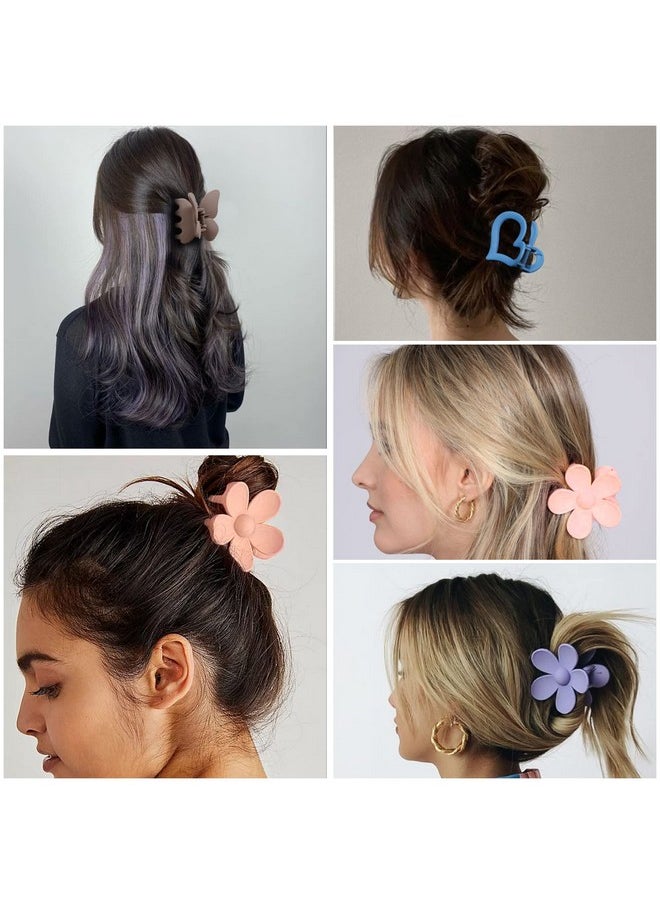 HAIMEIKANG Er Hair Claw Clips Haimeikang Matte Butterfly Hair Clips For Women Girls Nonslip And Strong Hold Hair Clips Heart Hair Claw Clips For Thin/Medium/Thick Hair (Flower+Heart+Butterfly)  - Image 2