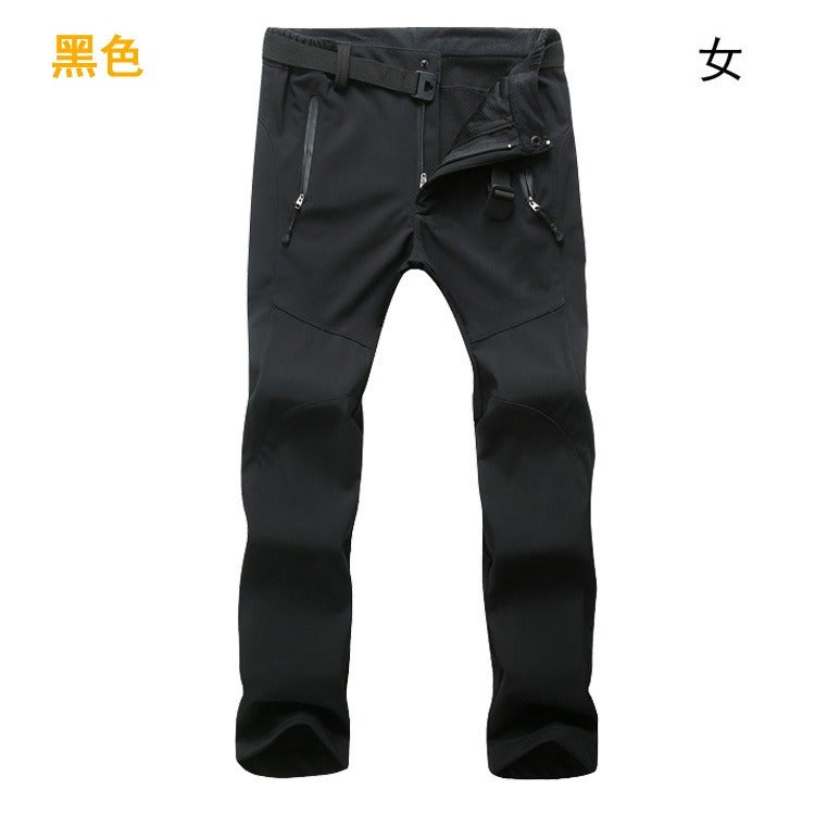 Gong Ban Wu Biao Men's Outdoor Softshell Fleece-Lined Winter Hiking Ski Pants, Windproof Thermal Trousers, Plus Size, Unisex - Image 1