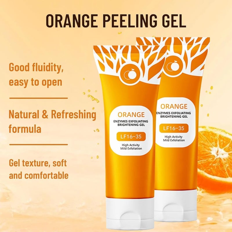 2PCS Orange Peeling Gel, Deep Exfoliating Cleanser for Face and Body, Orange Enzymes Exfoliating Gel, Natural Face Scrub, Deep Cleansing Moisturizing Facial Exfoliator for All Skin Types - Image 4