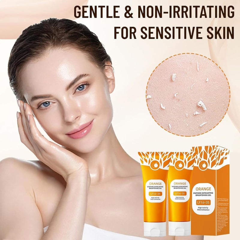 2PCS Orange Peeling Gel, Deep Exfoliating Cleanser for Face and Body, Orange Enzymes Exfoliating Gel, Natural Face Scrub, Deep Cleansing Moisturizing Facial Exfoliator for All Skin Types - Image 2