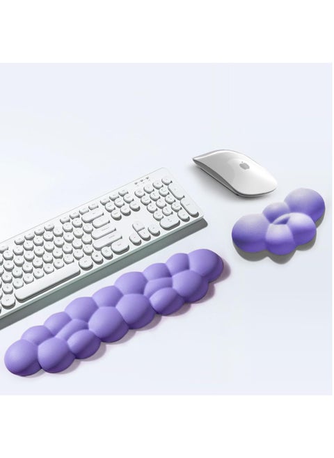 Memory Foam Keyboard & Mouse Wrist Rests Set, Ergonomic Cloud Shaped Wrist Support Pads for Typing Pain Relief Comfort for Office Gaming Computer (purple)
