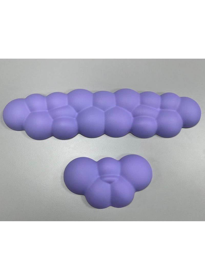 Memory Foam Keyboard & Mouse Wrist Rests Set, Ergonomic Cloud Shaped Wrist Support Pads for Typing Pain Relief Comfort for Office Gaming Computer (purple)