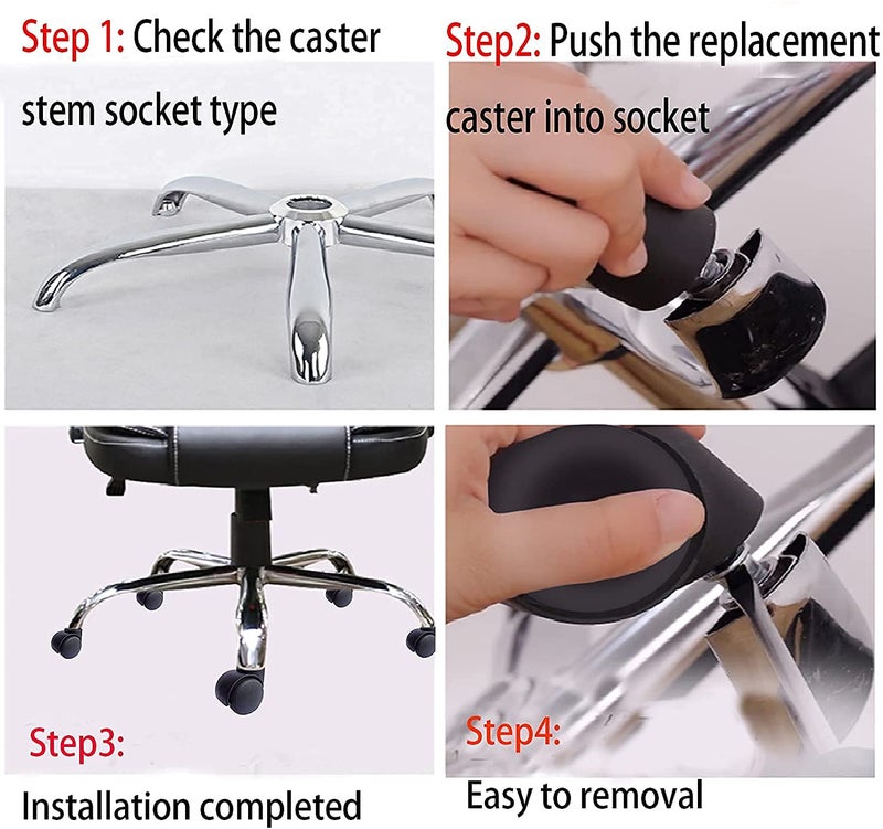 Doliva Office Revolving Chair Roller Wheel Caster Pin Tyre Set of 5 - Image 3