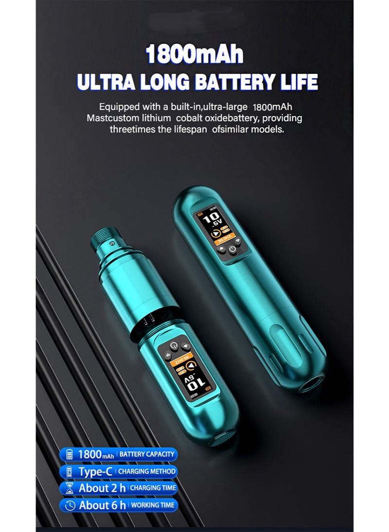 هالونهي مجموعة ماكينة الوشم اللاسلكية، مجموعة ماكينة الوشم، 10 قطع من إبر خرطوشة بأحجام مختلفة، شاشة LED، مجموعة أقلام الوشم الكاملة، مناسبة للمبتدئين والفنانين في الوشم - Image 5