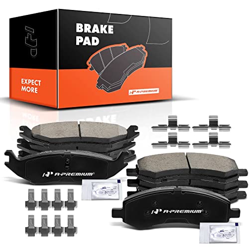 A-Premium Front & Rear Ceramic Disc Brake Pads Set Compatible with Select Chrysler, Dodge and Ram Models - Aspen/Durango 2007-2009, Ram 1500 2006-2010, 1500 2011-2018, with Hardware, 8 Pcs - Image 1