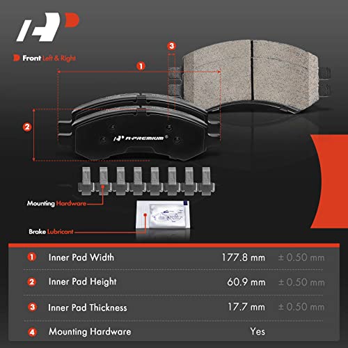 A-Premium Front & Rear Ceramic Disc Brake Pads Set Compatible with Select Chrysler, Dodge and Ram Models - Aspen/Durango 2007-2009, Ram 1500 2006-2010, 1500 2011-2018, with Hardware, 8 Pcs - Image 5