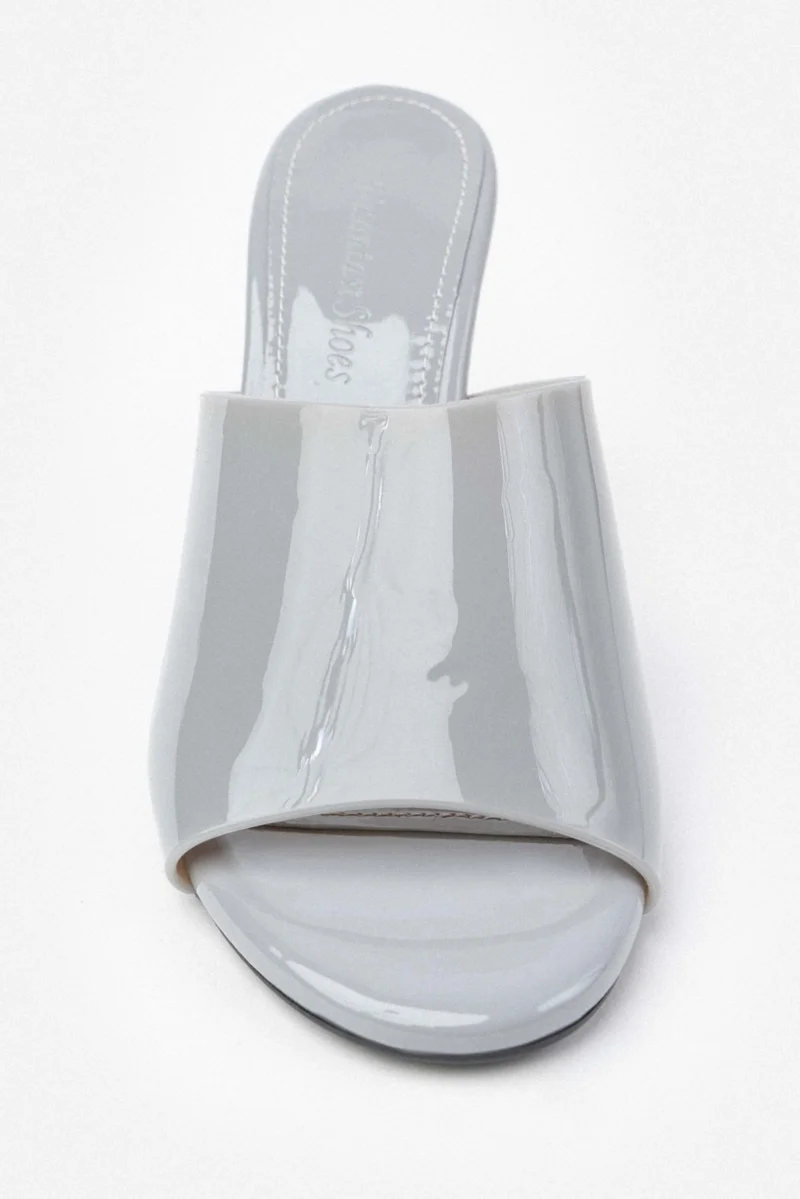 Nişantaşı Shoes Morris Gray Transparent Band Detailed Women's Heeled Slippers