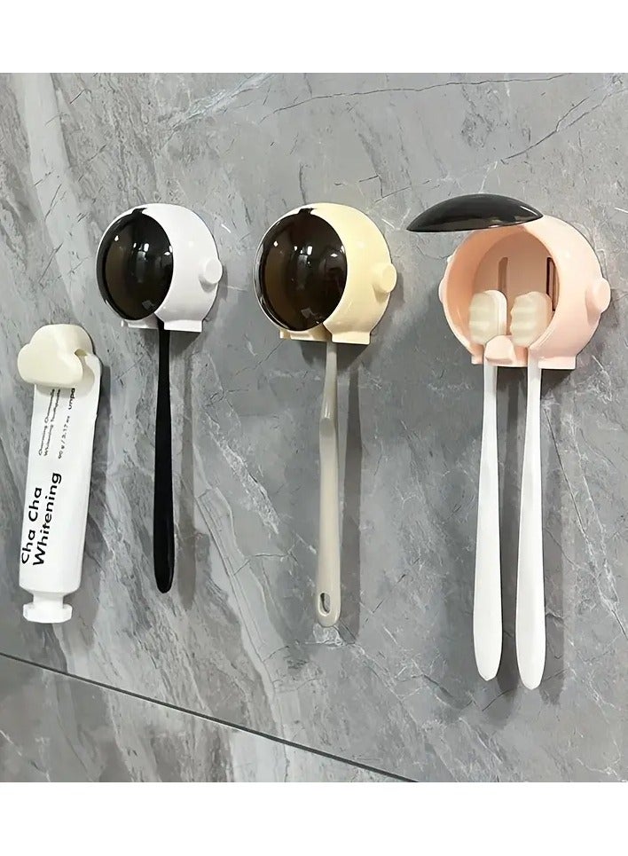 Goolsky Wall-Mounted Toothbrush Holder with Dust Cover - No Drill, Upside Down Design for Electric & Manual Brushes, Space-Saving Bathroom Organizer - Image 2