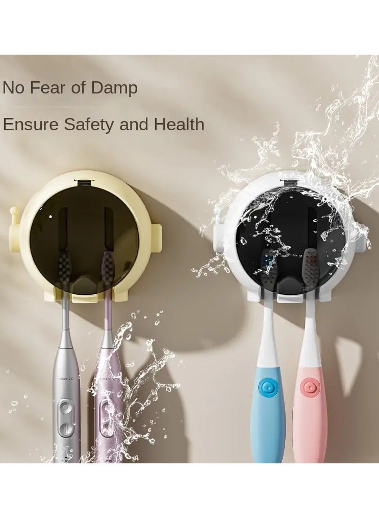 Goolsky Wall-Mounted Toothbrush Holder with Dust Cover - No Drill, Upside Down Design for Electric & Manual Brushes, Space-Saving Bathroom Organizer - Image 4