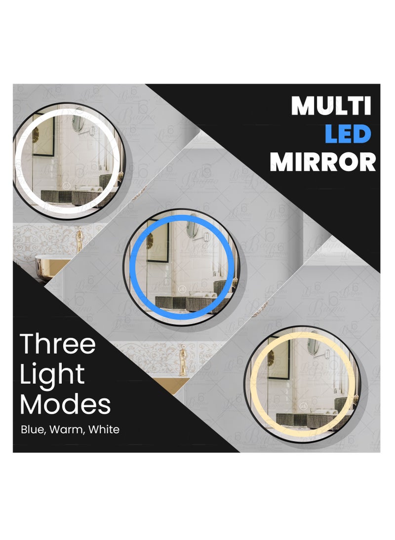 B BAGNO Silver LED Framed Mirror, Matt Black Mirror, premium Quality 60x60cm BML23(Matt Black) - Image 4