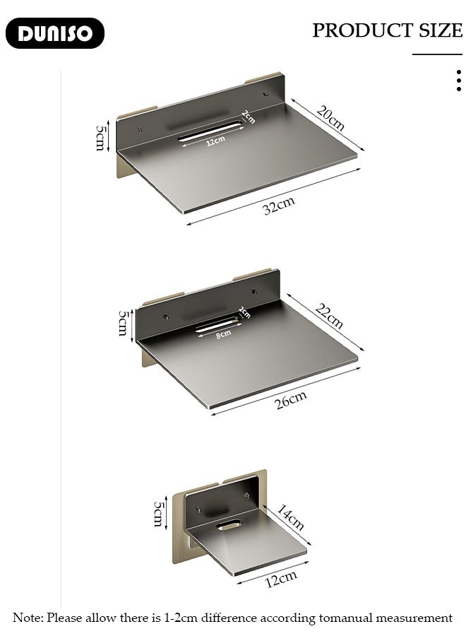 DUNISO 3 Pcs Aluminum Alloy WiFi Router Wall Mount Shelf, Small Mini Projector Shelf Modem Shelf Cable Box Wall Mount Router Wall Mount,Projector Wall Mount Floating Accessories,Storage & Stability - Image 2