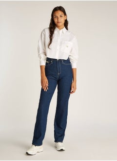Calvin Klein Jeans Women's High Rise Straight Jeans  - Cotton, Blue  - Image 3