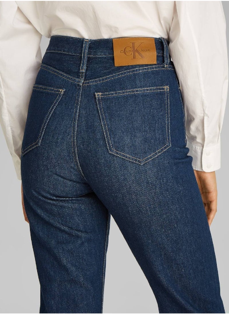 Calvin Klein Jeans Women's High Rise Straight Jeans  - Cotton, Blue  - Image 5