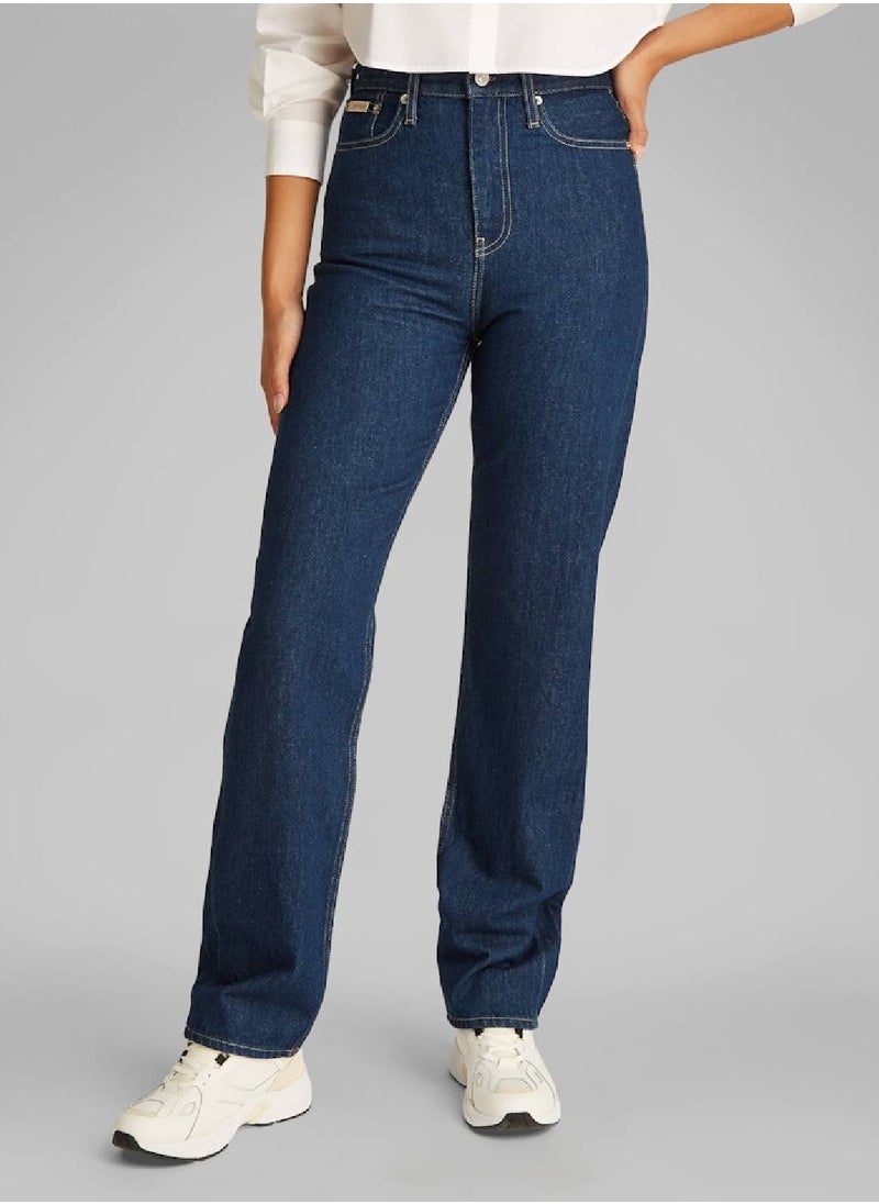 Calvin Klein Jeans Women's High Rise Straight Jeans  - Cotton, Blue  - Image 1