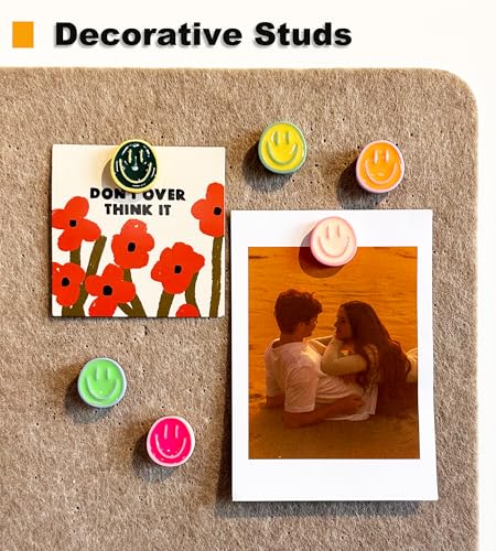 KEYDUACU 24 Smiley Face Decorative Push Pins, Cute Bulletin Board Push Pins, Thumbtacks for Cork Boards, Office Organization, or Home Décor (24-Colourful) - Image 2