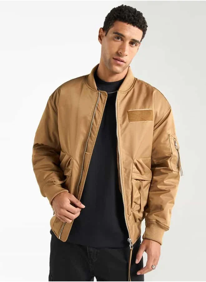 FAV Pocket Detail Zip Through Bomber Jacket