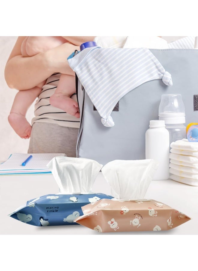 4 Pack Baby Wipes Dispenser [New Version-One Press Open],Portable Wipe Pouch,Refillable Wipe Holder, Baby Wipes Container Reusable Wet Wipes Bags Pouch for Travel (B) - Image 5