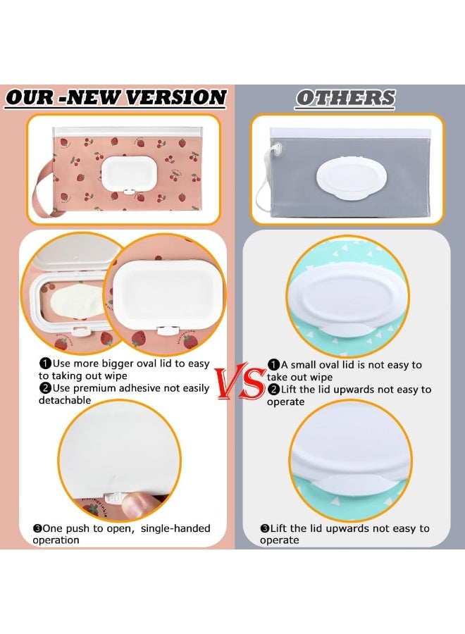 4 Pack Baby Wipes Dispenser [New Version-One Press Open],Portable Wipe Pouch,Refillable Wipe Holder, Baby Wipes Container Reusable Wet Wipes Bags Pouch for Travel (B) - Image 2