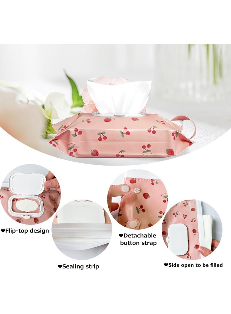 4 Pack Baby Wipes Dispenser [New Version-One Press Open],Portable Wipe Pouch,Refillable Wipe Holder, Baby Wipes Container Reusable Wet Wipes Bags Pouch for Travel (B) - Image 3