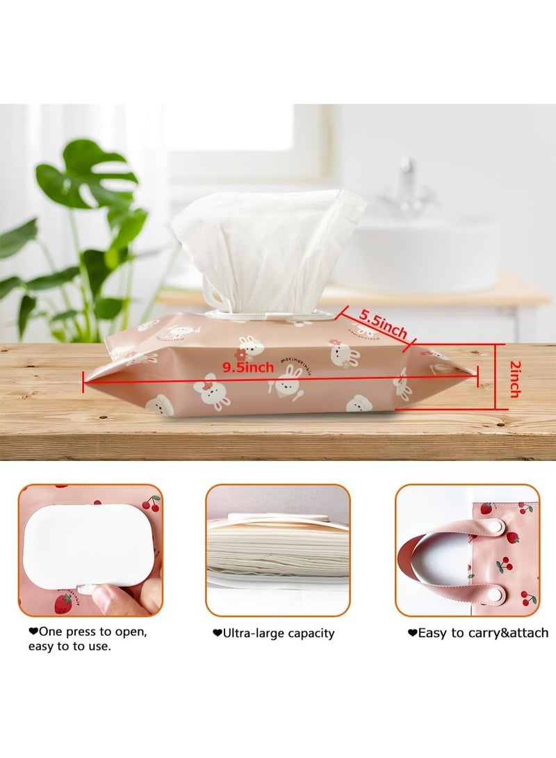 4 Pack Baby Wipes Dispenser [New Version-One Press Open],Portable Wipe Pouch,Refillable Wipe Holder, Baby Wipes Container Reusable Wet Wipes Bags Pouch for Travel (B) - Image 4