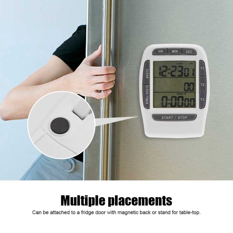 Portable Digital Multi channel 3 Channels LCD Timer Accurate Timing Countdown Clock - Image 5