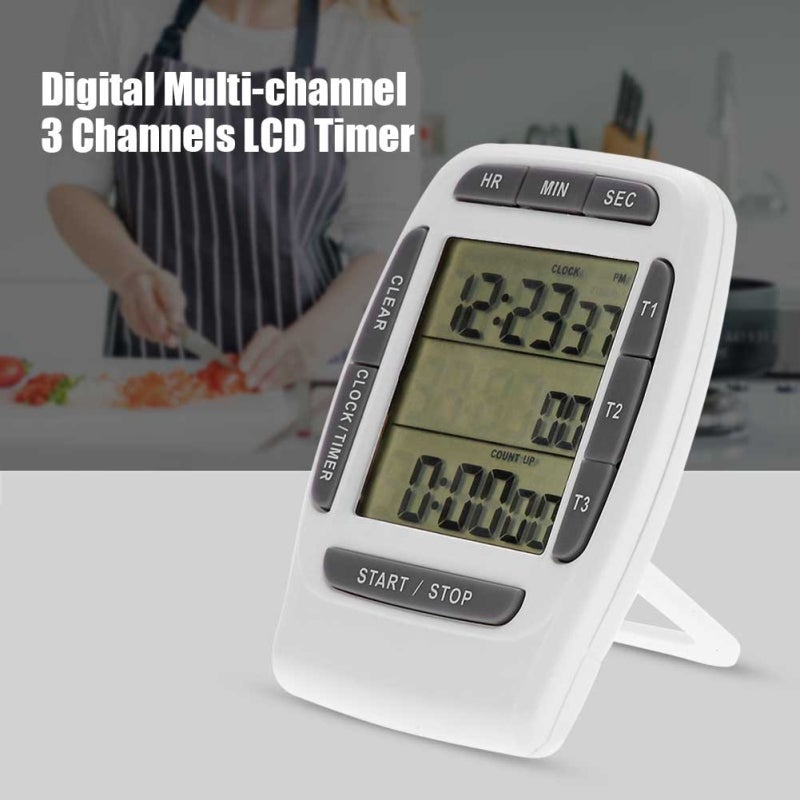 Portable Digital Multi channel 3 Channels LCD Timer Accurate Timing Countdown Clock - Image 4