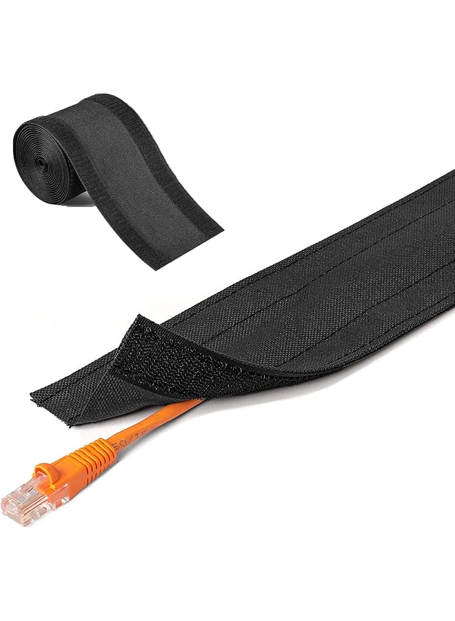 erorex Floor Cable Cover Protector 10Cm Wide Carpet Cord Cover Cable Management For Home Commercial Office Carpet 10 Feet Black - Image 1