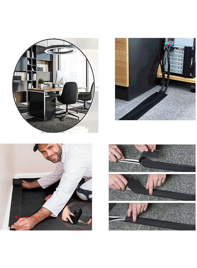 erorex Floor Cable Cover Protector 10Cm Wide Carpet Cord Cover Cable Management For Home Commercial Office Carpet 10 Feet Black - Image 5