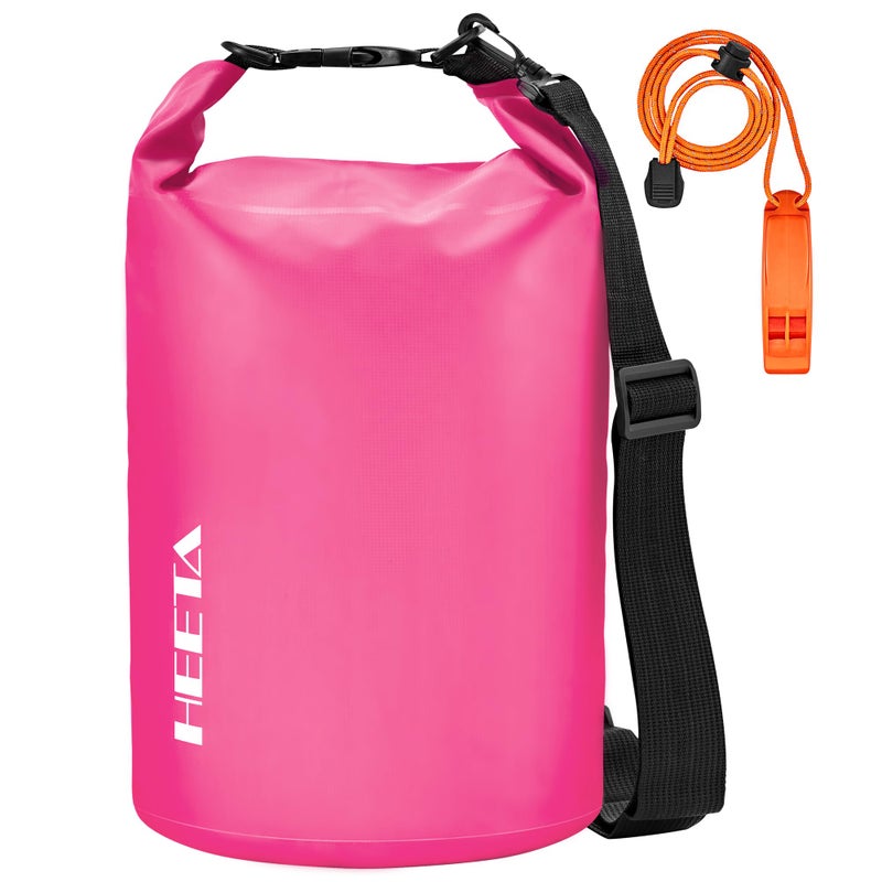 HEETA Waterproof Dry Bag for Women Men (Upgraded Version), Roll Top Lightweight Dry Storage Bag Backpack with Emergency Whistle for Travel, Swimming, Boating, Kayaking, Camping, Beach (Rose Red, 5L) - Image 1