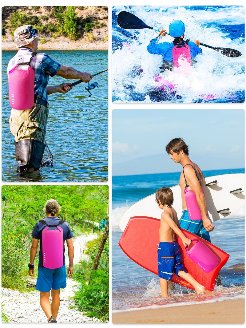 HEETA Waterproof Dry Bag for Women Men (Upgraded Version), Roll Top Lightweight Dry Storage Bag Backpack with Emergency Whistle for Travel, Swimming, Boating, Kayaking, Camping, Beach (Rose Red, 5L) - Image 5