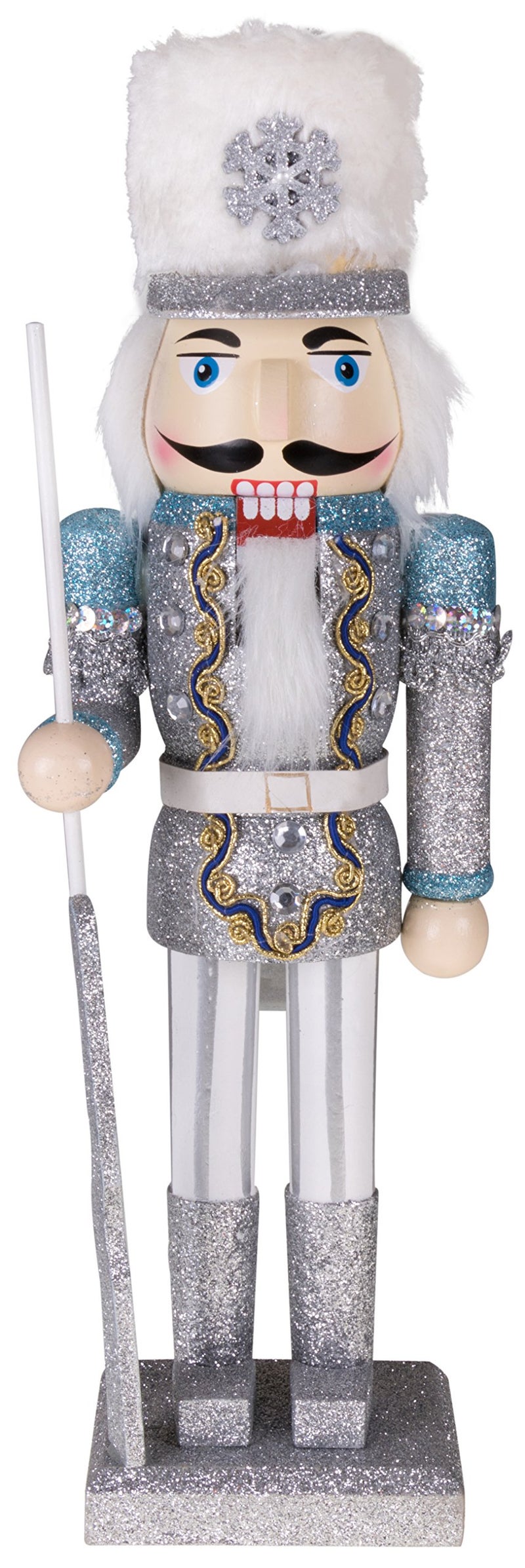 Clever Creations Snow King 14 Inch Traditional Wooden Nutcracker Festive Christmas Dcor for Shelves and Tables