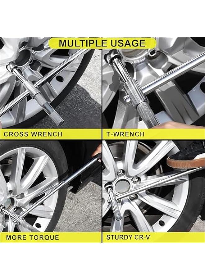 25 Universal Extended Lug Wrench, 4 Way Tire Iron Nut Wrench Set with Oxford Storage Bag and Standard Sockets (17mm/19mm,21mm/23mm) for Heavy Duty Cross Wheel Wrench, Lug Nut Removal Tool - Image 5