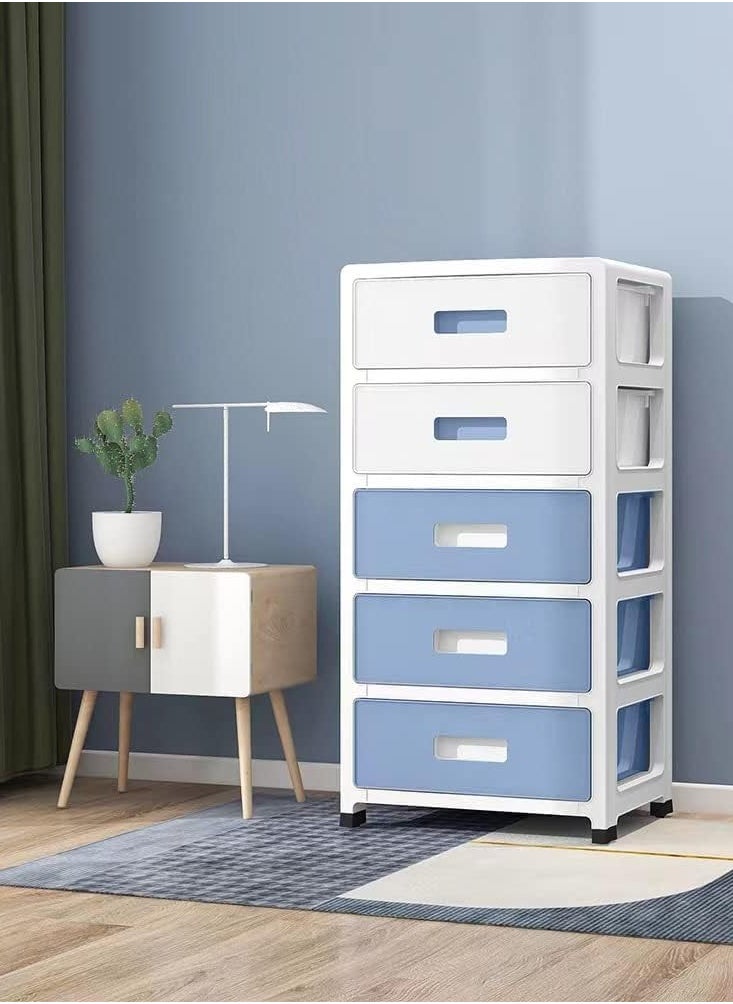 XiuWoo - 5 Layer Freestanding Large Capacity Plastic Stackable Drawer Storage Cabinet, Plastic Home Storage Box, Plastic Toys Storage Rack, Bedside Table, Floor Storage Organizer with 5 Drawer - Image 1