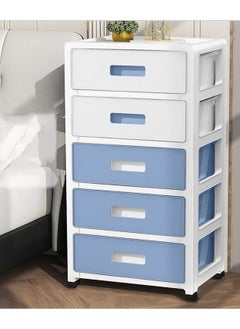 XiuWoo 5 Layer Freestanding Large Capacity Plastic Stackable Drawer Storage Cabinet, Plastic Home Storage Box, Plastic Toys Storage Rack, Bedside Table, Floor Storage Organizer with 5 Drawer  - Image 1