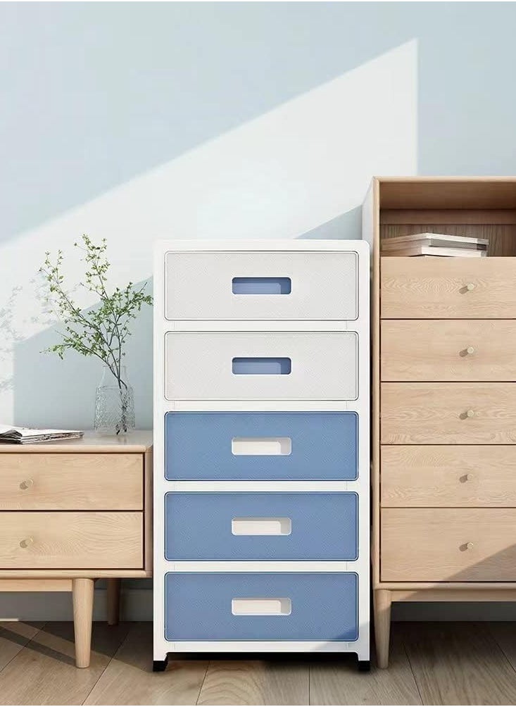 XiuWoo - 5 Layer Freestanding Large Capacity Plastic Stackable Drawer Storage Cabinet, Plastic Home Storage Box, Plastic Toys Storage Rack, Bedside Table, Floor Storage Organizer with 5 Drawer - Image 1