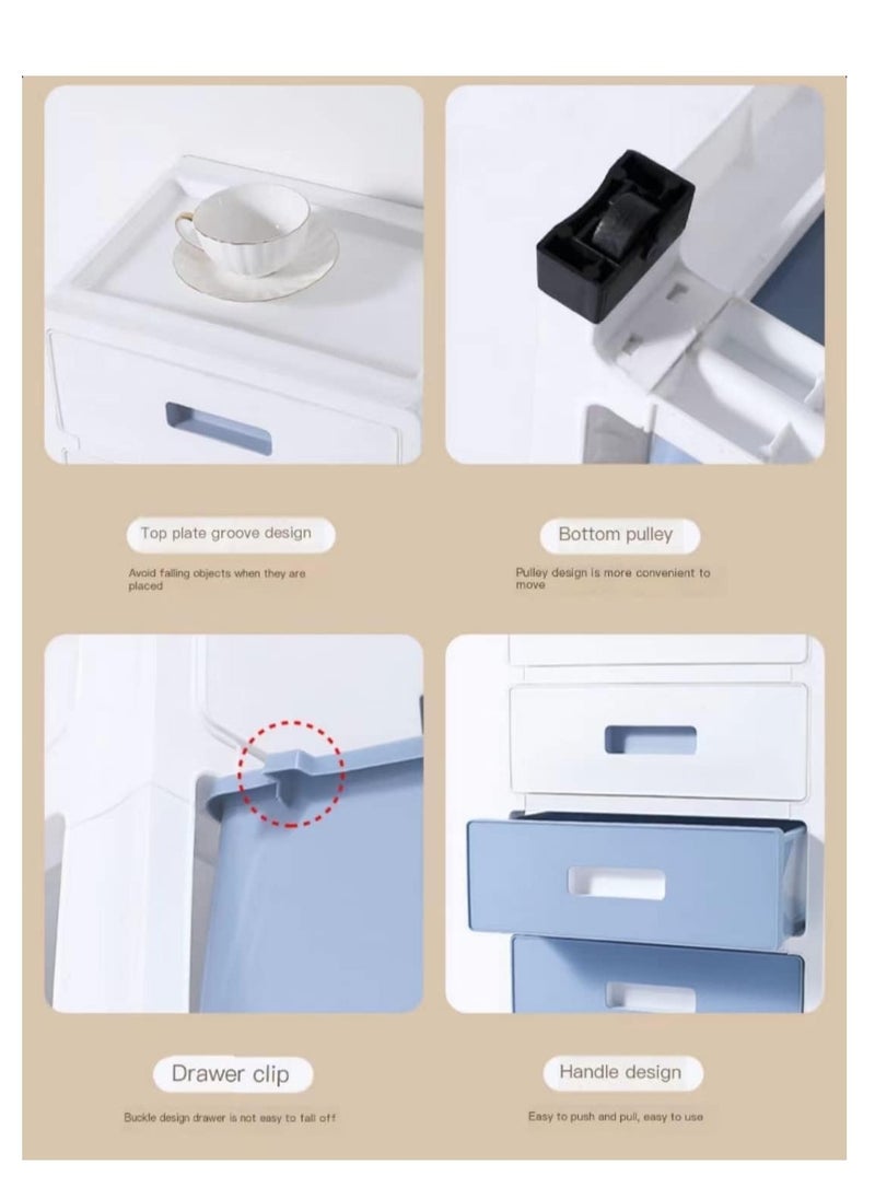 XiuWoo - 5 Layer Freestanding Large Capacity Plastic Stackable Drawer Storage Cabinet, Plastic Home Storage Box, Plastic Toys Storage Rack, Bedside Table, Floor Storage Organizer with 5 Drawer - Image 1