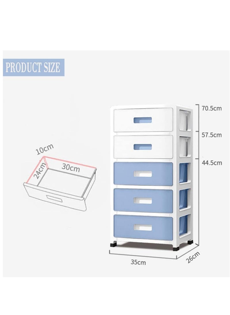 XiuWoo - 5 Layer Freestanding Large Capacity Plastic Stackable Drawer Storage Cabinet, Plastic Home Storage Box, Plastic Toys Storage Rack, Bedside Table, Floor Storage Organizer with 5 Drawer - Image 1