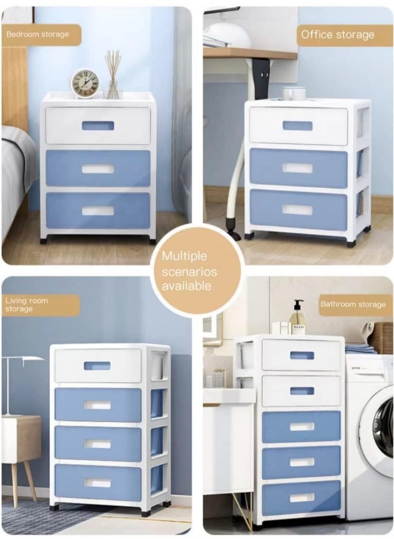 XiuWoo - 5 Layer Freestanding Large Capacity Plastic Stackable Drawer Storage Cabinet, Plastic Home Storage Box, Plastic Toys Storage Rack, Bedside Table, Floor Storage Organizer with 5 Drawer - Image 1