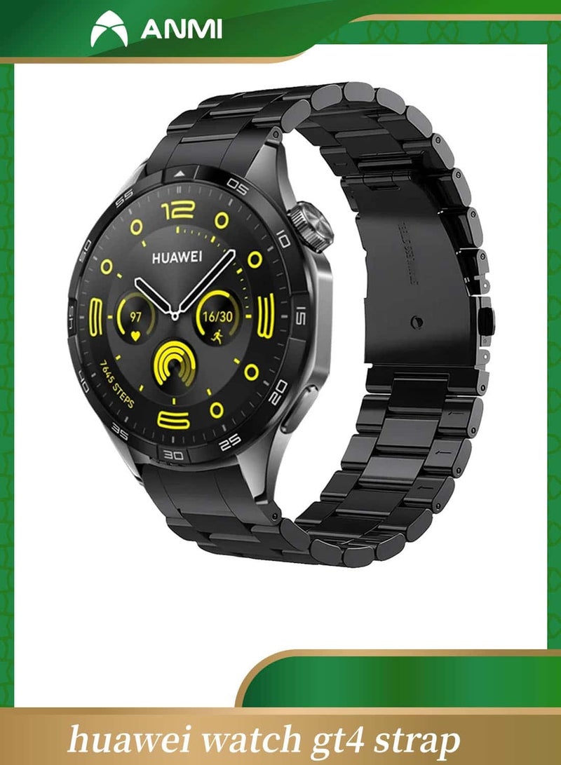 Anmi 1 PCS Replacement Stainless Steel Band  for Huawei Watch GT4 46mm(Black) - Image 1