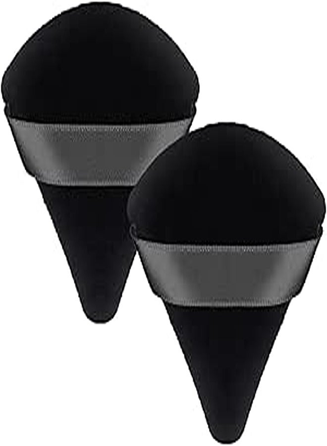 Patelai 2 Pcs Powder Puff Makeup Puff Triangle Powder Puff Soft Powder Sponge Reusable Triangle Sponges with Strap for Loose Powder Cosmetic Foundation Wet Dry Makeup (Black)